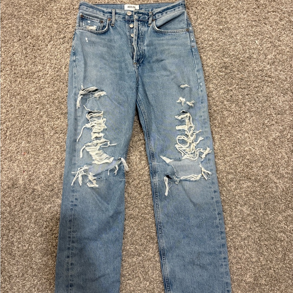Agolde Light Blue Ripped Straight Men’s Jeans